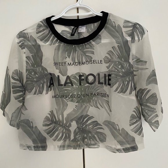 H&M Divided Short Sleeve Floral Crop Top 🌿 Size 4 - Picture 4 of 8
